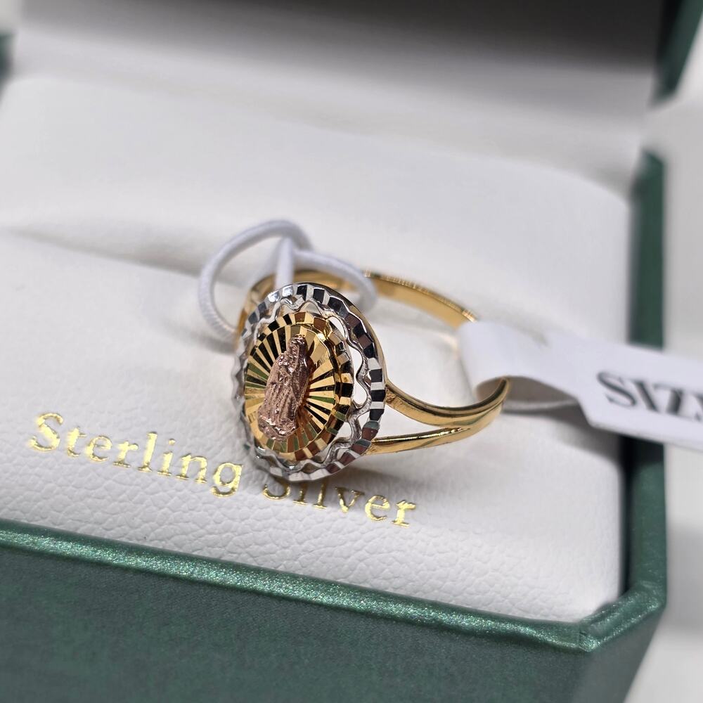 Moricci women Virgin Mary sterling silver gold tone ring size 7